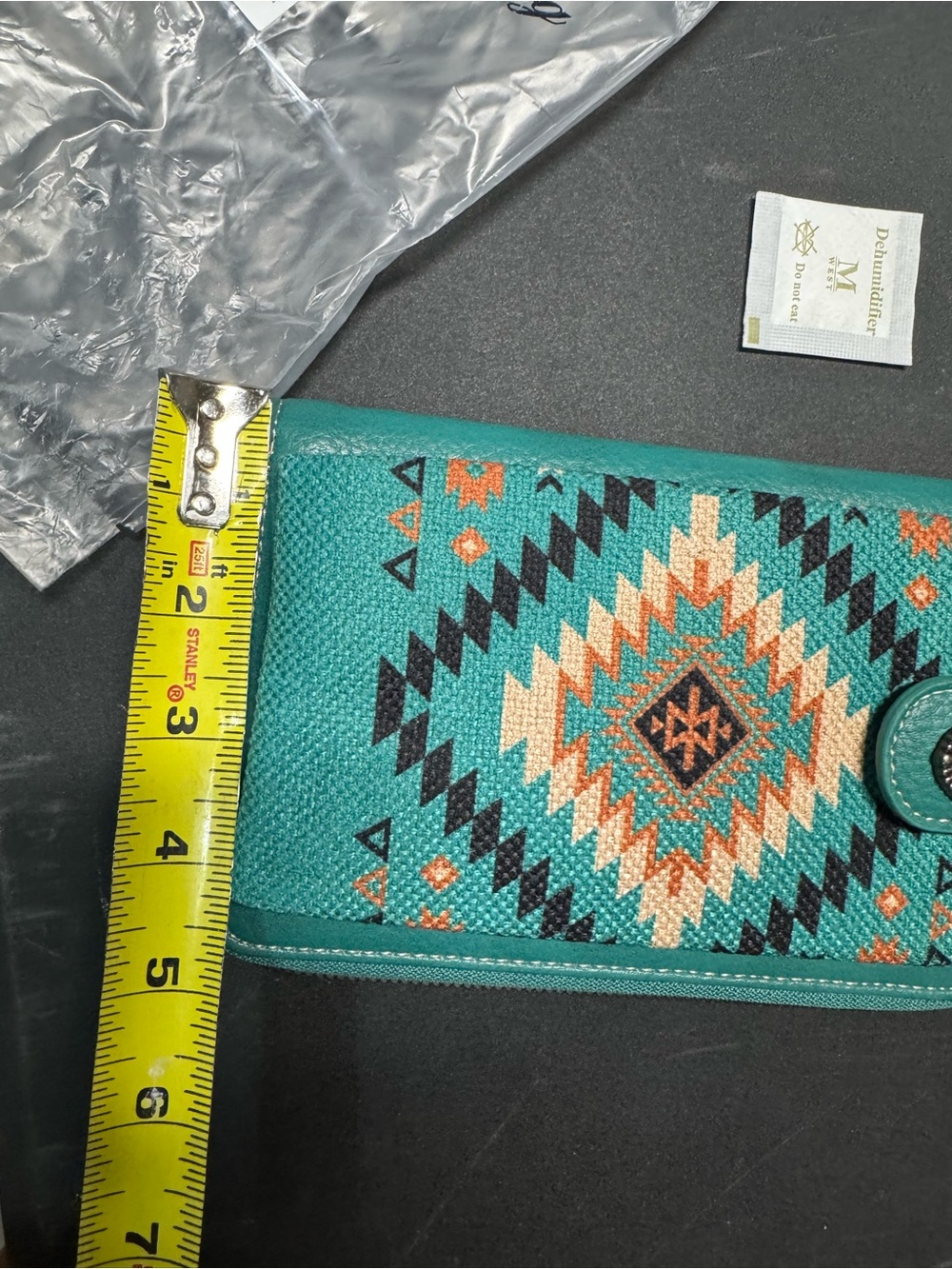 Stanley Teal Aztec Crossbody Wallet with Turquoise Strap - Picture 7 of 7